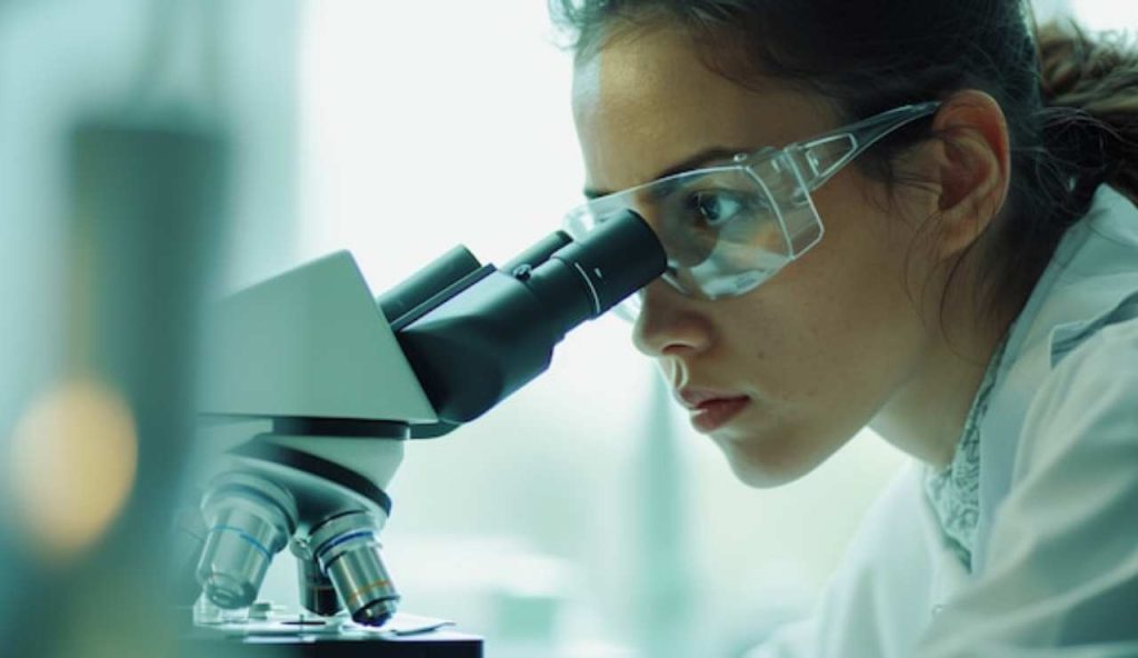 Donna in laboratorio